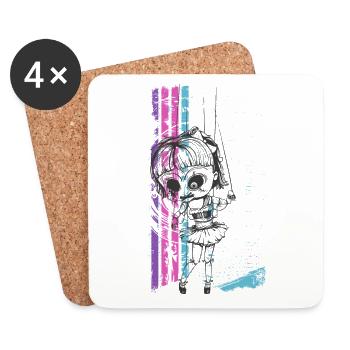 Horreur poupée enfants - Dessous de verre (lot de 4) - blanc - Devant