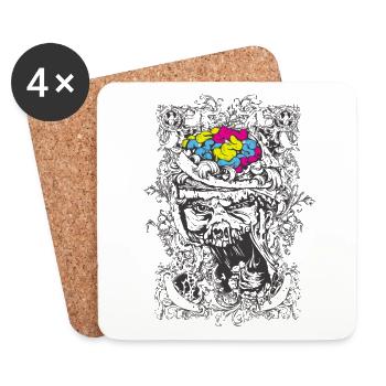 Monster in Muster - Untersetzer (4er-Set) - Weiß - Vorne