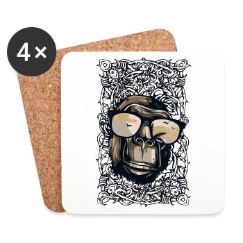 Cooler Affe mit Sonnenbrille - Untersetzer (4er-Set) - Weiß - Vorne