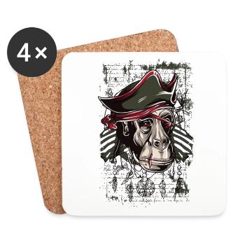 pirate monkey - Coasters (set of 4) - white - Front