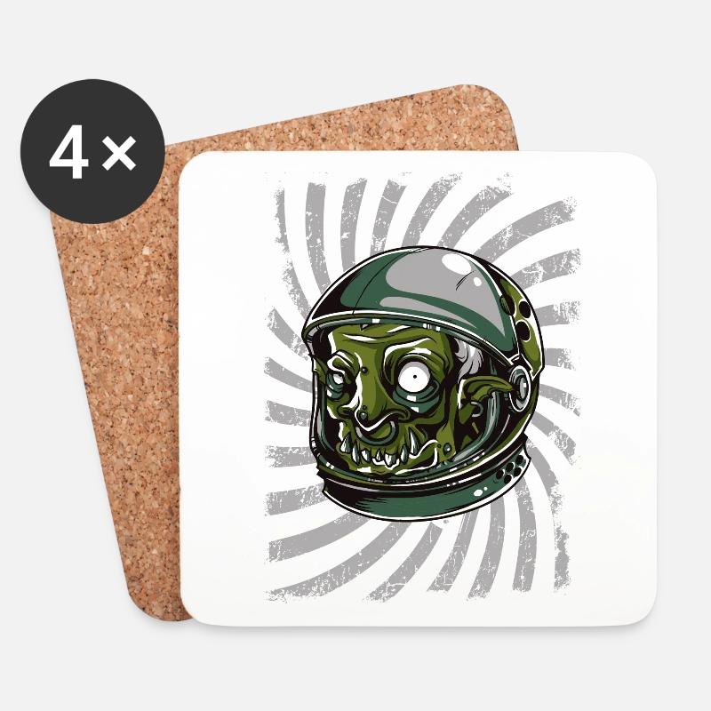 Astronauten Alien - Untersetzer (4er-Set) - Weiß