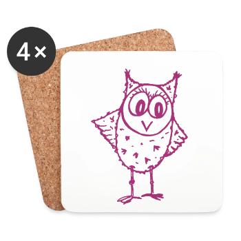 Owl Trudi magenta - Coasters (set of 4) - white - Front