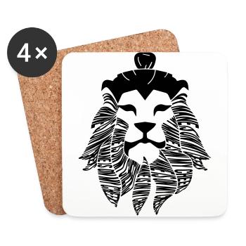 My Mane is on My Cheeks - Lion Man - Lionman - Coasters (set of 4) - white - Front