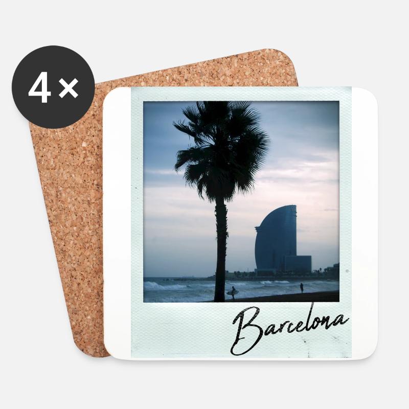 Barcelona Strand - Untersetzer (4er-Set) - Weiß