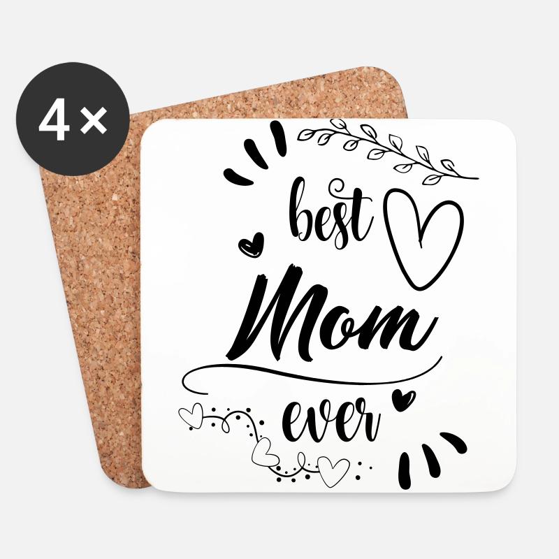 Best Mom Mum ever! Beste Mutter! Geschenkidee - Untersetzer (4er-Set) - Weiß