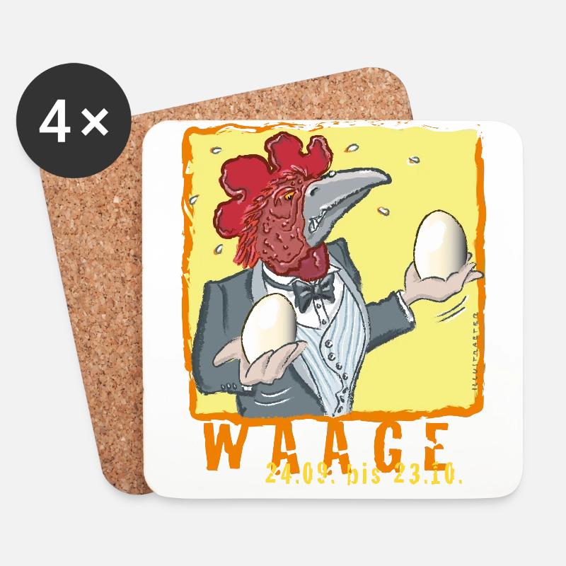 Sternzeichen - Waage - Untersetzer (4er-Set) - Weiß