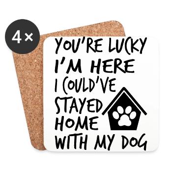Stayed Home With My Dog - Coasters (set of 4) - white - Front