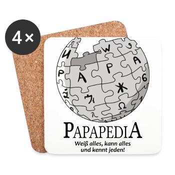 Papapedia wikpedia Vatertag Papa Dad Geschenk neu - Untersetzer (4er-Set) - Weiß - Vorne