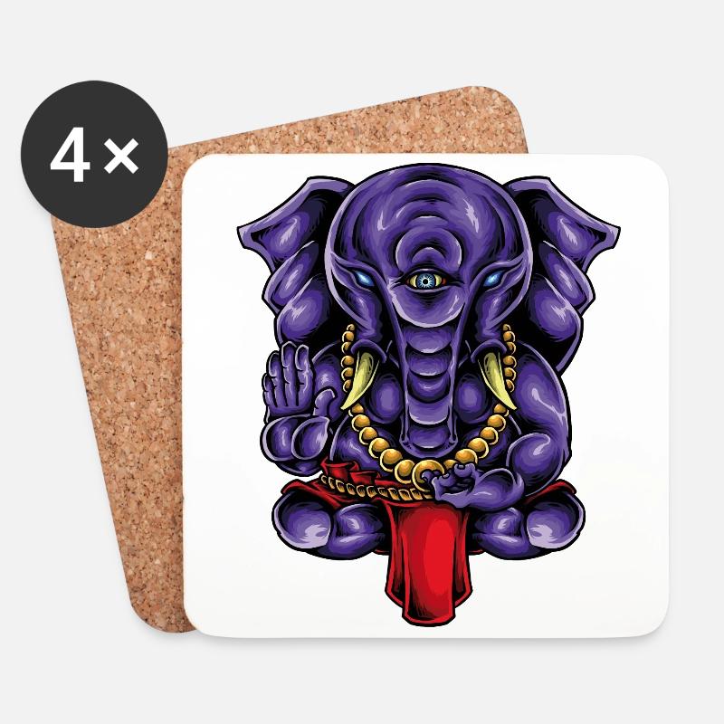 Ganesha - Untersetzer (4er-Set) - Weiß
