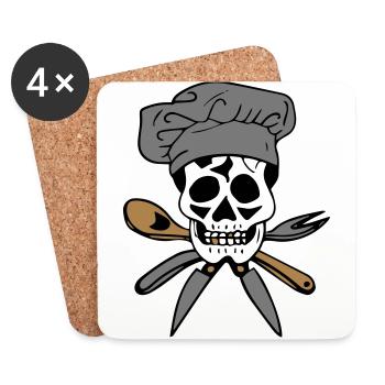 Totenkopf Koch - Untersetzer (4er-Set) - Weiß - Vorne