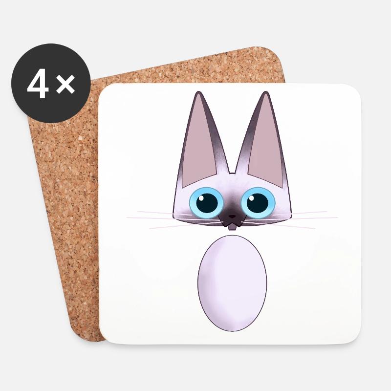 Siamesische Katze - Untersetzer (4er-Set) - Weiß