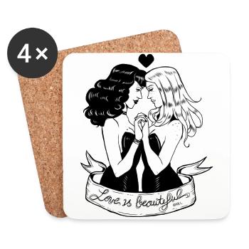 L'amour est beau (blanc / gris) - Dessous de verre (lot de 4) - blanc - Devant