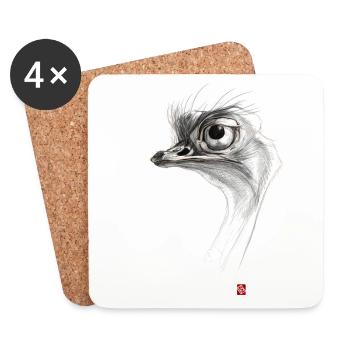 Sketchy Autruche - Dessous de verre (lot de 4) - blanc - Devant