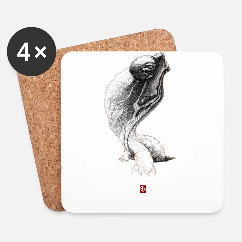 Sketchy Turtle - Coasters (set of 4) - white