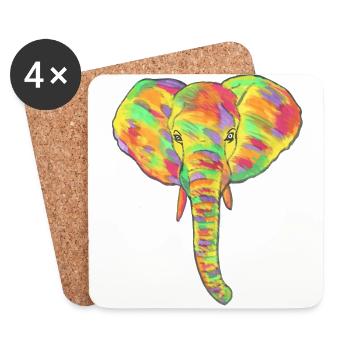 Happy Elephant - Untersetzer (4er-Set) - Weiß - Vorne