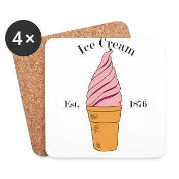 Crème glacée - Dessous de verre (lot de 4) - blanc - Devant