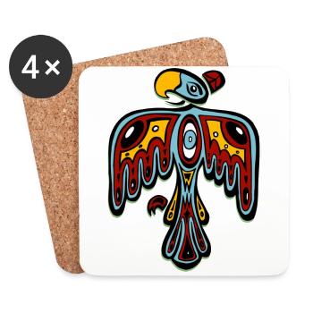tribal oiseau aigle indien enfants cadeau sport - Dessous de verre (lot de 4) - blanc - Devant