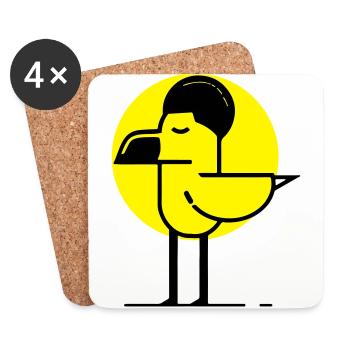 Afro flamant - Dessous de verre (lot de 4) - blanc - Devant
