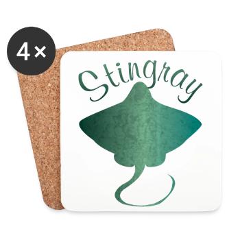 Cadeau de ray stingray stingray - Dessous de verre (lot de 4) - blanc - Devant