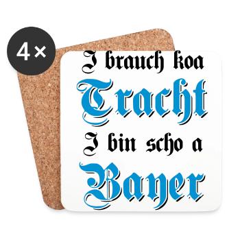 & Wiesn Tracht bayrisches Geschenk - Untersetzer (4er-Set) - Weiß - Vorne