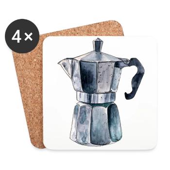 Pot espresso - Dessous de verre (lot de 4) - blanc - Devant