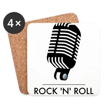 Old School Mic - Rock 'n 'Roll - Untersetzer (4er-Set) - Weiß - Vorne