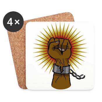 Poing Black Power - Dessous de verre (lot de 4) - blanc - Devant