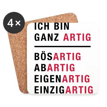 Spruch, Ich bin ganz artig - Untersetzer (4er-Set) - Weiß - Vorne