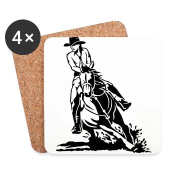 équitation Western - Dessous de verre (lot de 4) - blanc - Devant
