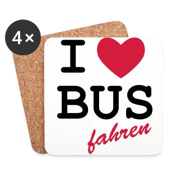 I Love bus travel - Coasters (set of 4) - white - Front