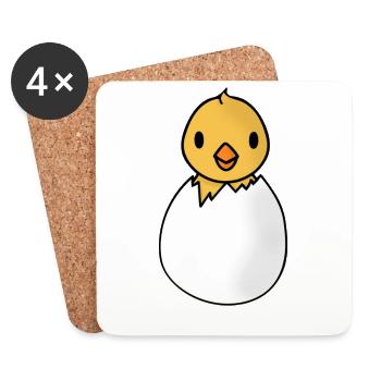 Küken im Ei - Kleiner Vogel - Untersetzer (4er-Set) - Weiß - Vorne