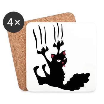chat noir rebel ! - Dessous de verre (lot de 4) - blanc - Devant