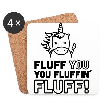 Fluff You Einhorn - Untersetzer (4er-Set) - Weiß - Vorne