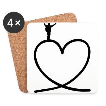 Hikers on heart - Coasters (set of 4) - white - Front