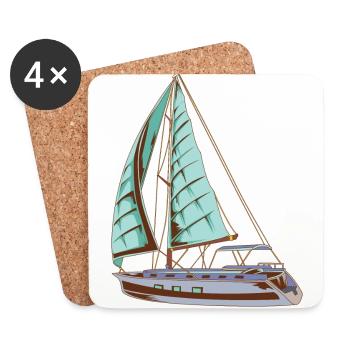 Segelschiff Boot Yacht Segeln Wasser Tau Geschenk - Untersetzer (4er-Set) - Weiß - Vorne