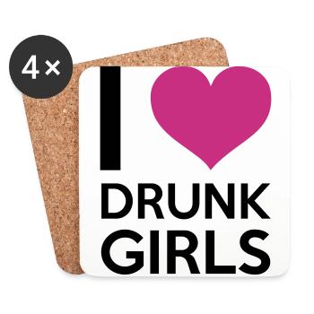 I Love Drunk Girls - Dessous de verre (lot de 4) - blanc - Devant