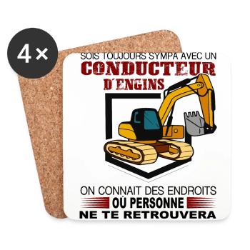 Driver of shirts - Coasters (set of 4) - white - Front