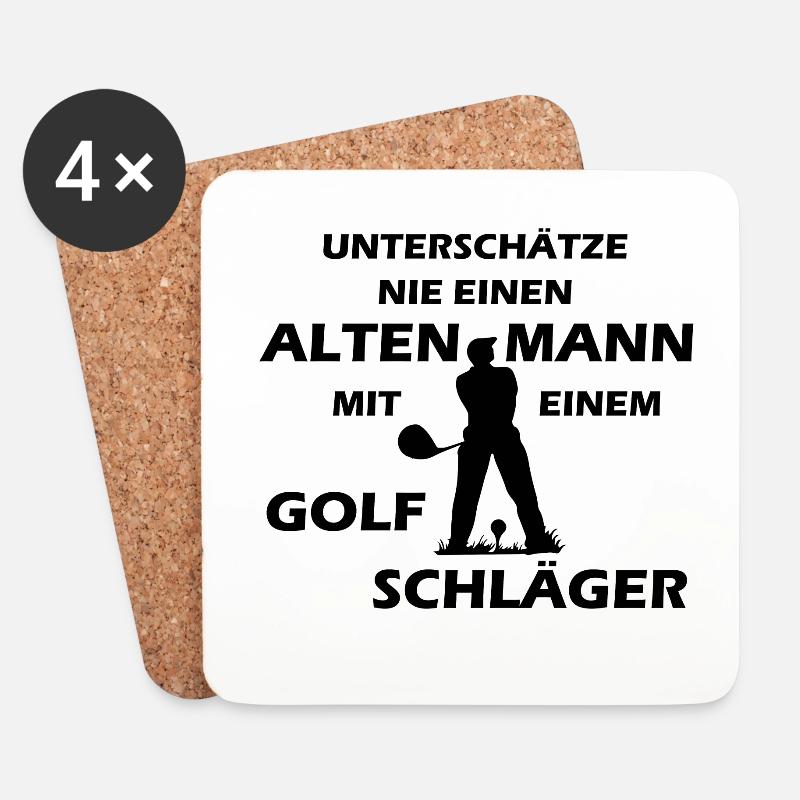 Alter Mann beim Golf spielen Geschenk Shirt - Untersetzer (4er-Set) - Weiß