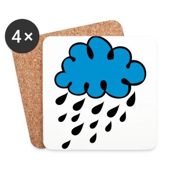 Wolke regen Tropfen - Untersetzer (4er-Set) - Weiß - Vorne