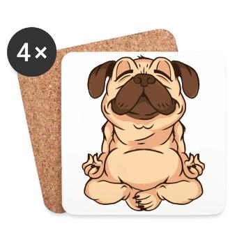 yoga carlin pug - Dessous de verre (lot de 4) - blanc - Devant
