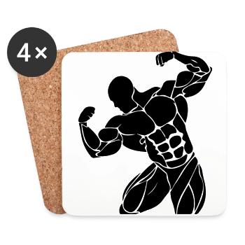 Bodybuilding - Untersetzer (4er-Set) - Weiß - Vorne