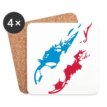 France football supporter team rooster flame - Coasters (set of 4) - white - Front
