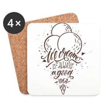Ice cream is always a gread idea - Coasters (set of 4) - white - Front