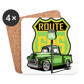 Route 666 - Coasters (set of 4) - white - Front