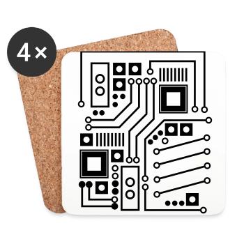 Platine Platinenmuster CPU Computer Shirt Geschenk - Untersetzer (4er-Set) - Weiß - Vorne