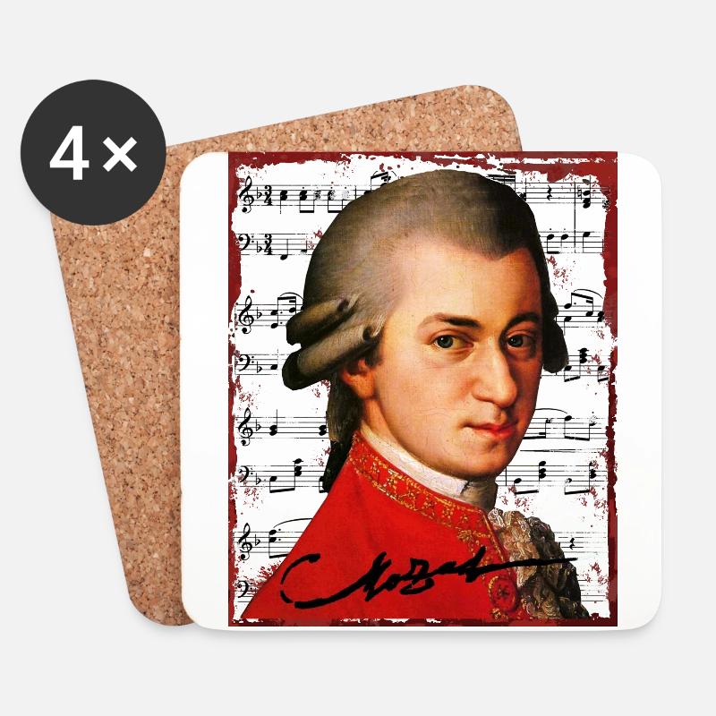 Wolfgang Amadeus Mozart - Untersetzer (4er-Set) - Weiß