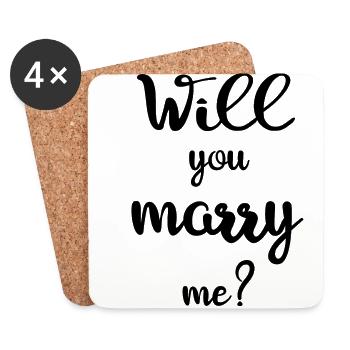 Willst du mich heiraten? - Untersetzer (4er-Set) - Weiß - Vorne