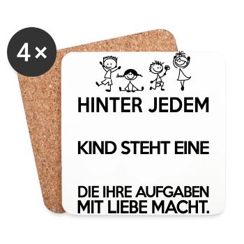 Ich bin eine Oma die ihre Aufgaben mit Liebe macht - Untersetzer (4er-Set) - Weiß - Vorne