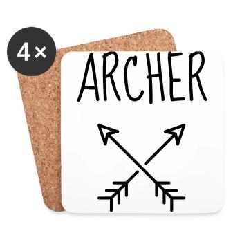 Tir à l'arc Archer Sport Sportif Athlète Flêche - Dessous de verre (lot de 4) - blanc - Devant