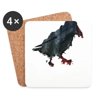 Crow - Coasters (set of 4) - white - Front
